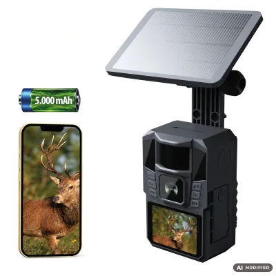VisorTech WLAN-4K-Wildkamera WK-670.app mit Akku, 5.000 mAh, Solarpanel, IR-LEDs, IP67, App pearl.de VisorTech WLAN-4K-Wildkamera WK-670.app, Solarpanel, Akku