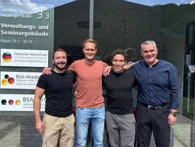 v.l.n.r.: Dr. Patrick Berndt, Marcel Reuter, Wolf Harwath, Johannes Marx Wolf Harwath und DHfPG vertiefen Zusammenarbeit