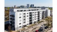 Wohnbauprojekt Hansaallee, Düsseldorf - Mauerwerksmodule im Einsatz  © PORR PORR setzt Maßstäbe: Bezahlbar und nachhaltig bauen mit vorgefertigten Mauerwerksmodulen